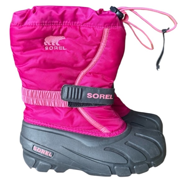 Sorel Flurry Dtv deep blush/tropic pink junior snow boots 4 NWOT - Picture 1 of 12